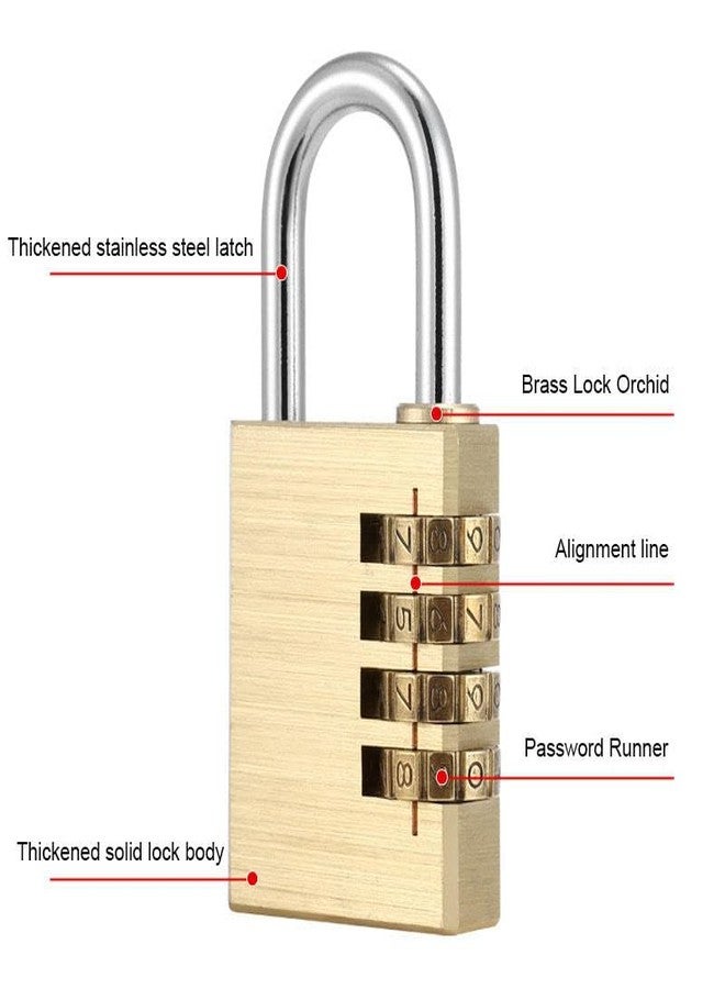 VIVITO Brass 4 Digit Number Lock for Travel Bags - Resettable Combination Padlock | Password Lock | Hand Bag Shaped Padlock | for Travel Bags, Luggage Lock (Pack of Four) - Image 2